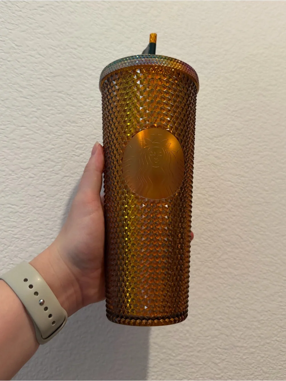 Starbucks 50 years Iridescent Amber Studded Tumbler